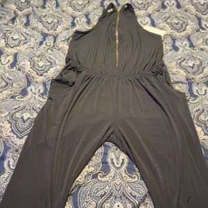 Anthropologie Dark Blue Jumpsuit with Gold Accent